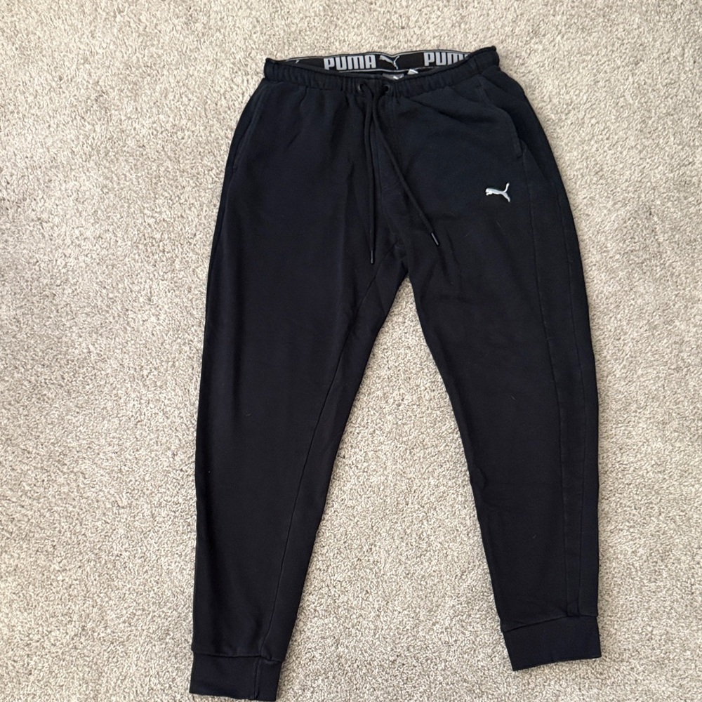PUMA Men's Black Sweatpants with Logo